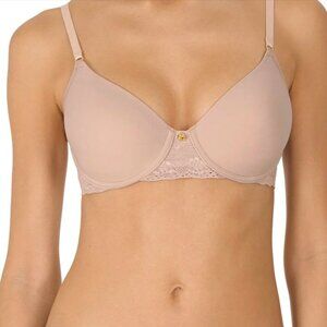 NATORI Bliss Perfection Unlined Underwired Lace Bra in Rose Beige - Size 36DD